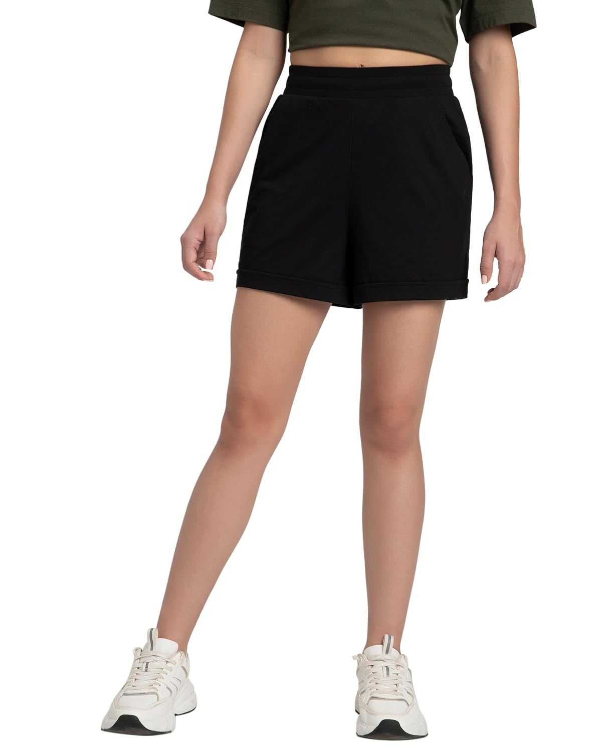 A157 Women Super Combed Cotton Rich Straight Fit Shorts with Side Pockets