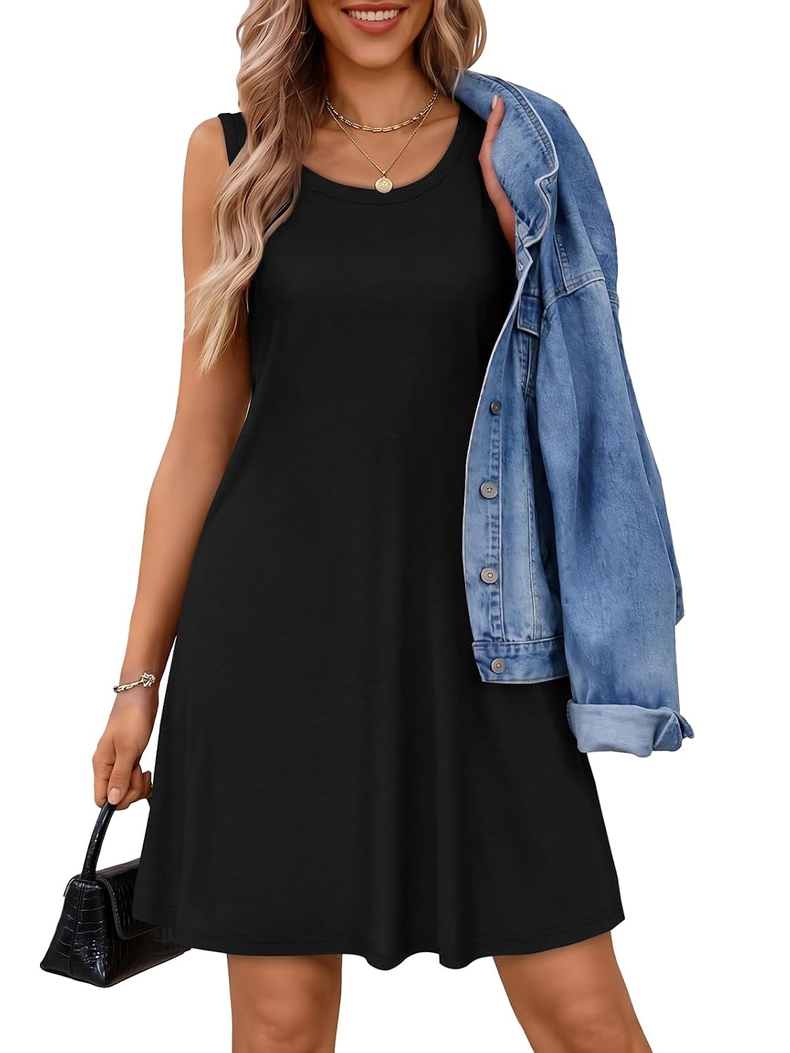 Summer dress for women, casual, sleeveless, beach dress with pockets, loose tank dress
