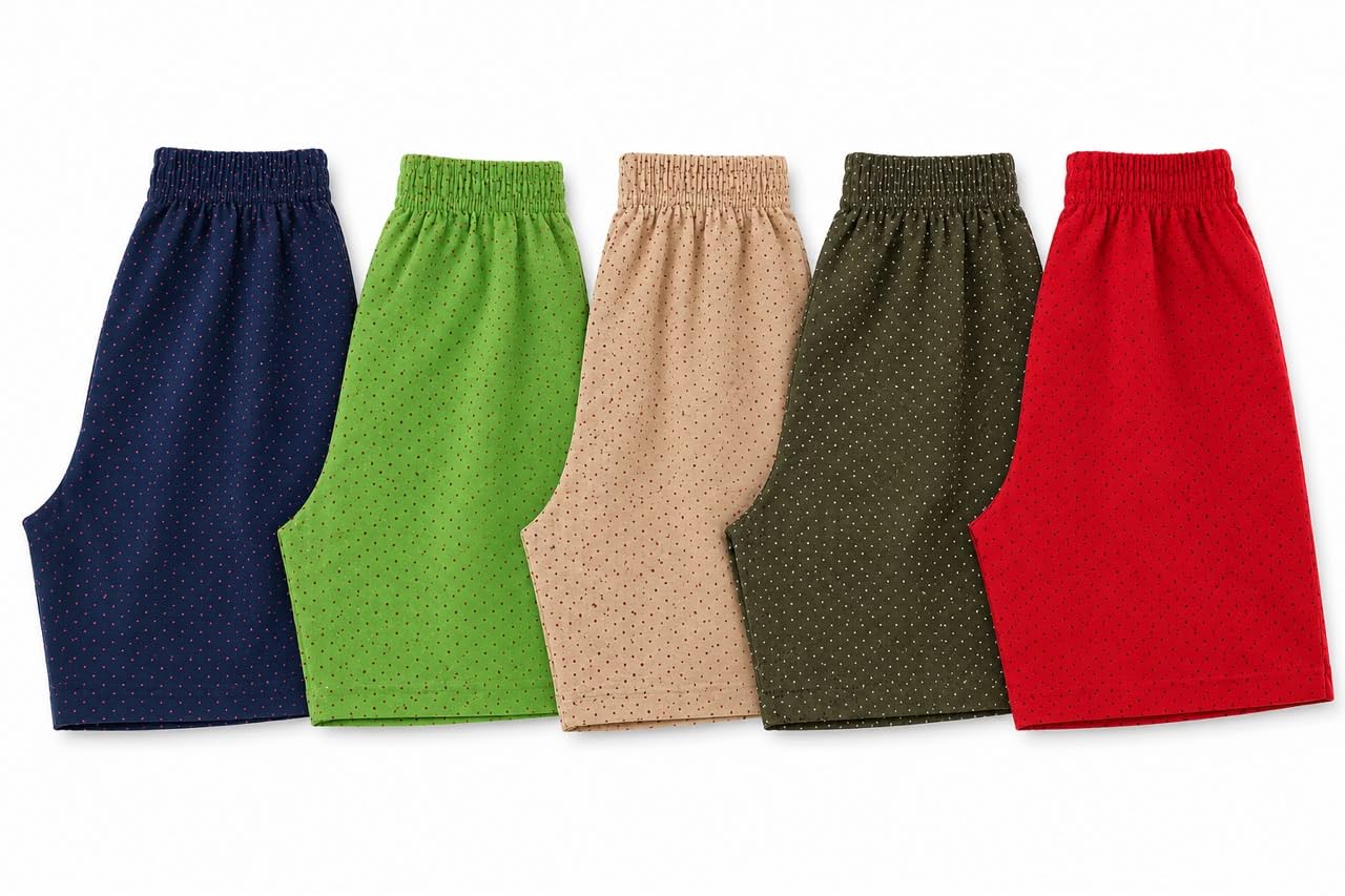 Polka Dot Shorts with Elastic Waistband, Pack of 5