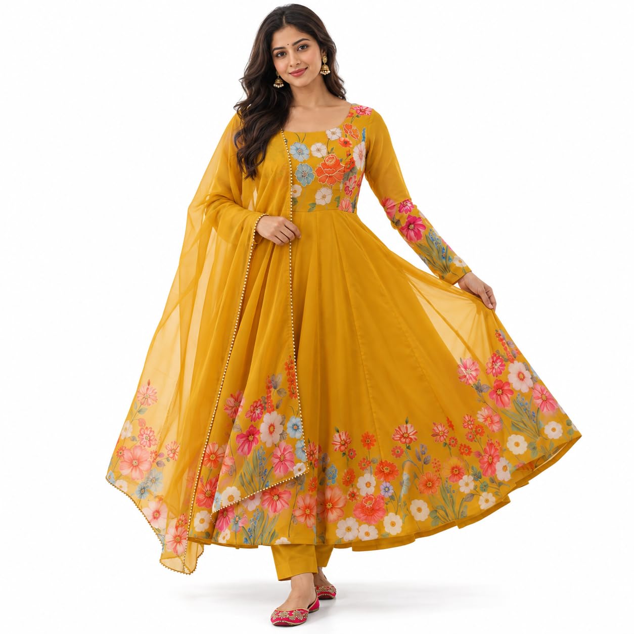 Georgette Floral Printed Anarkali Kurta Set with Dupatta Anarkali Dress for Women Kurta Set Suit for Women Kurtas