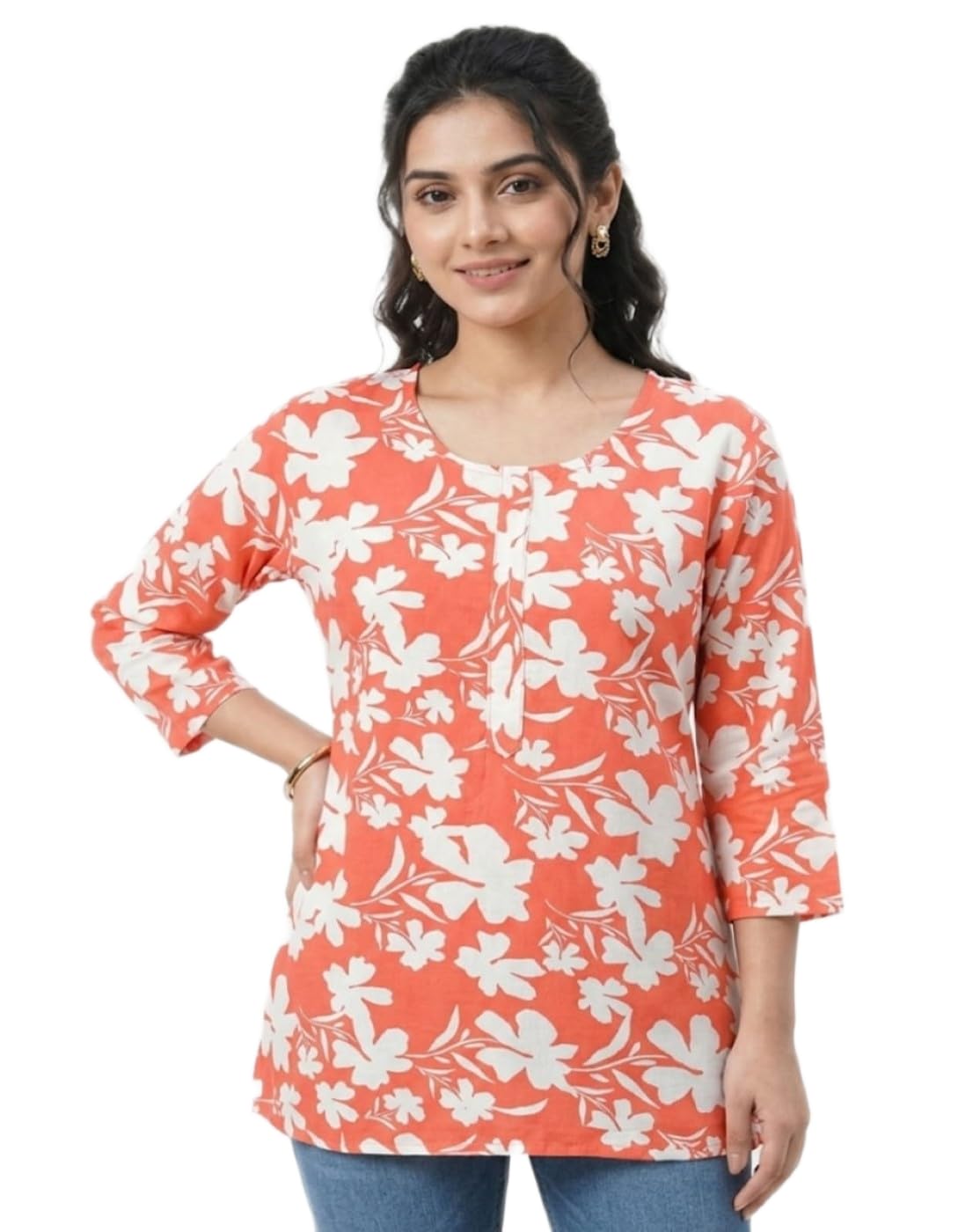 Rayon Printed Short Kurti | Straight Fit Kurti Top ( May Vary According to Stock)