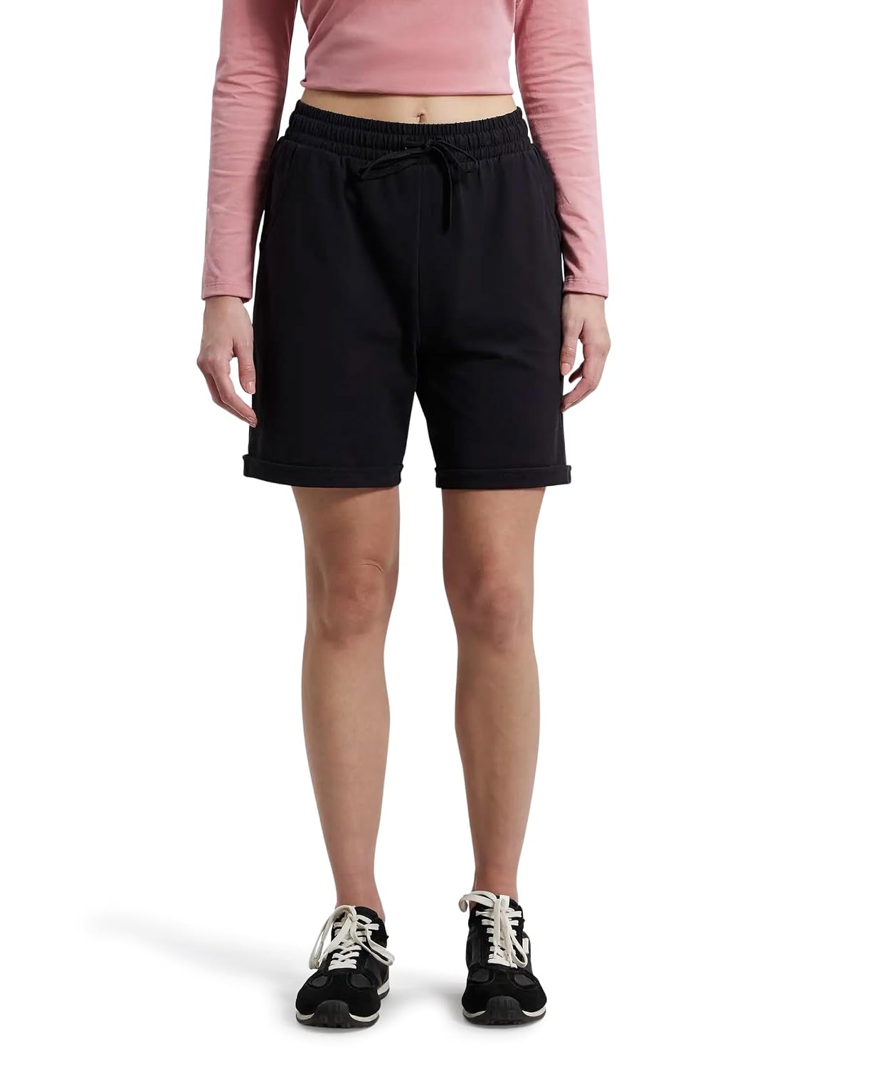 AW23 Women Super Combed Cotton Regular Fit Shorts with Side Pockets